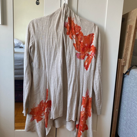 I.N.C. International Concepts Soft Sequin Floral Open Cardigan Sweater - Small - Picture 2 of 7
